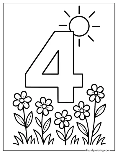 Number 4 Coloring Page