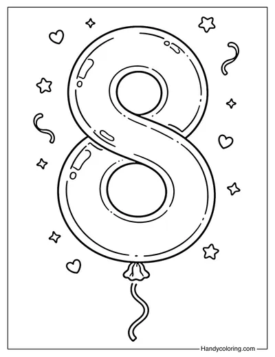 Number Eight Balloon Coloring Page