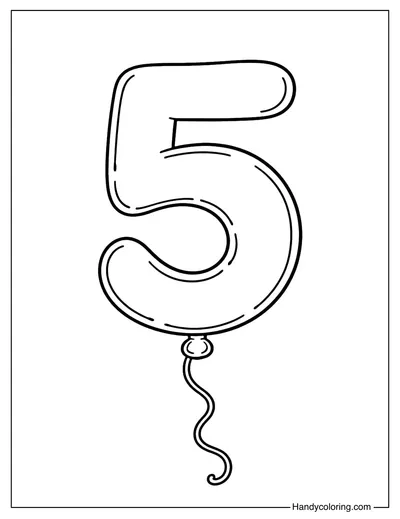 Number Five Balloon Coloring Page