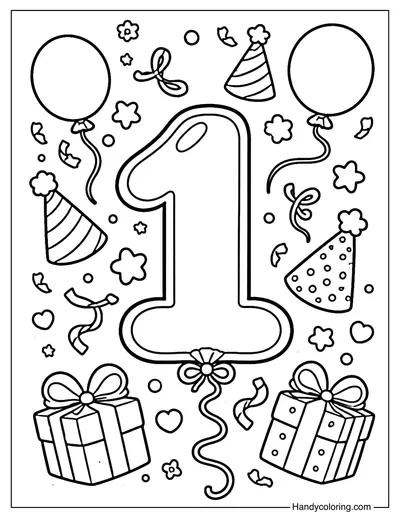 Number One Balloon Coloring Page