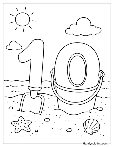 Number Ten with Bucket and Shovel Set