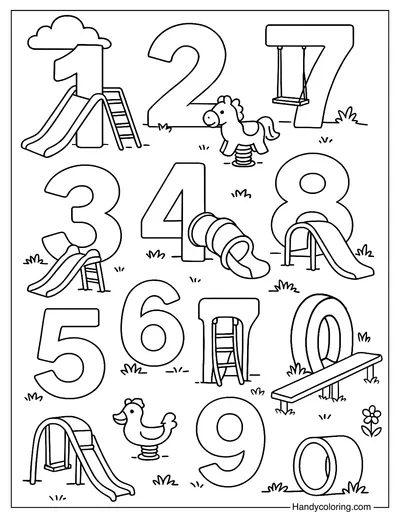 Numbers Playground Coloring Page