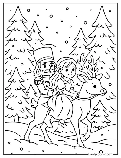 Nutcracker and Clara Coloring Page