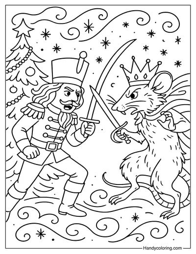 Nutcracker and Mouse King Duel Coloring Page