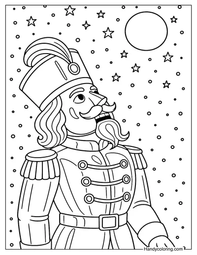 Nutcracker and Snowy Night Coloring Page