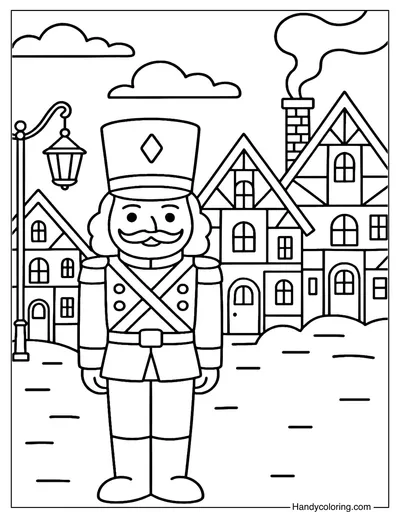 Nutcracker and the Christmas Village Coloring Page