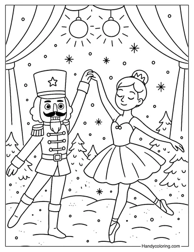 Nutcracker Ballet Scene Coloring Page