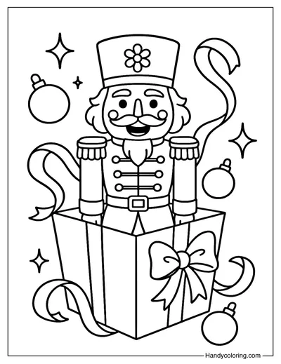 Nutcracker Gift Box Coloring Page