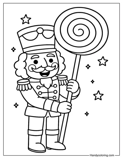Nutcracker Holding Candy Coloring Page