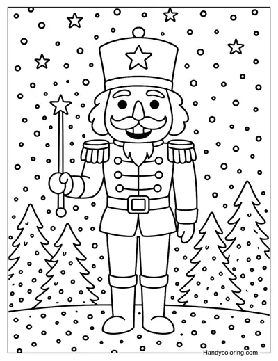 Nutcracker in the Snow Coloring Page