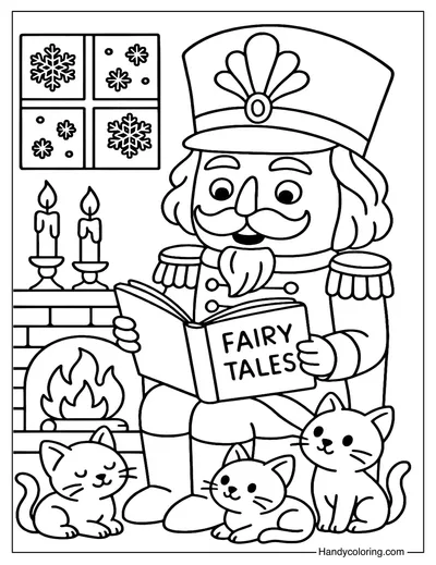 Nutcracker Reading Fairy Tales Coloring Page