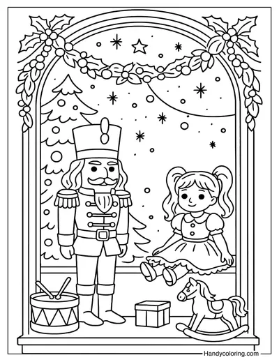 Nutcracker Toy Shop Window Coloring Page