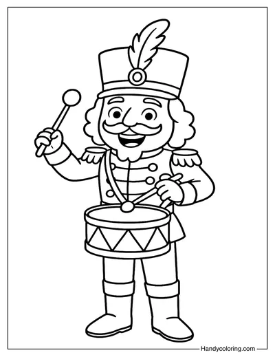 Nutcracker with Drum Coloring Page
