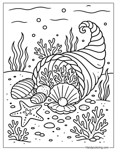 Ocean Cornucopia Coloring Page