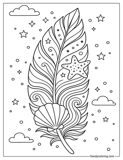 Ocean Dream Feather Coloring Page