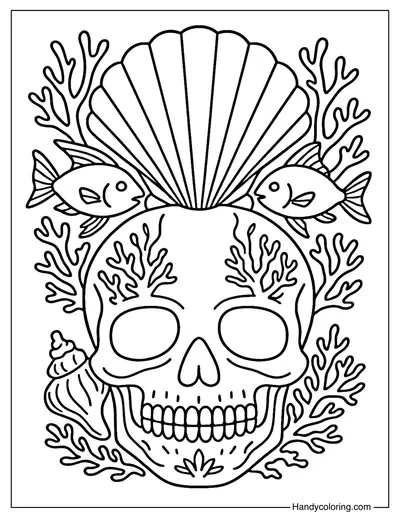 Ocean Skull Coloring Page