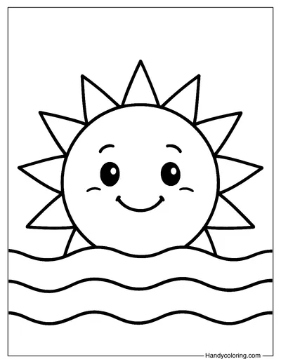 Ocean Sun Coloring Page