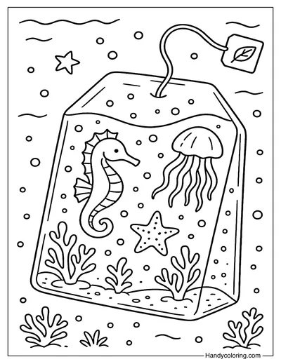 Ocean Tea Bag Coloring Page