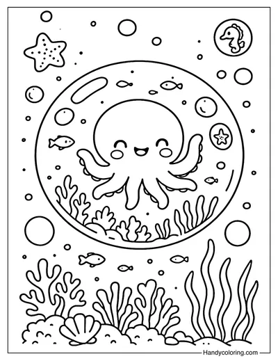 Octopus Bubble Coloring Page