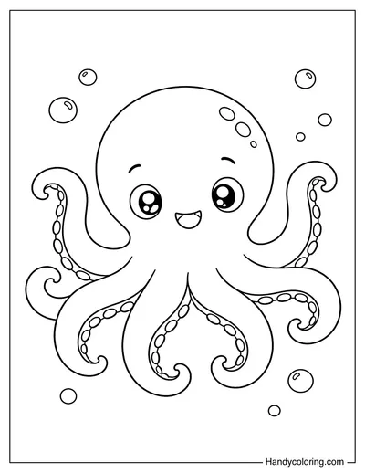 Octopus with Simple Tentacles Spread Out