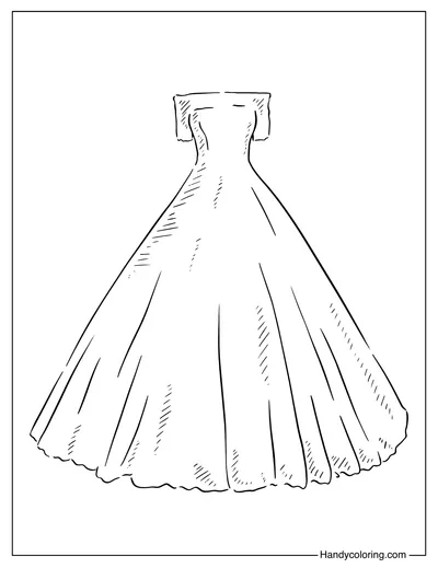 Off Shoulder A-Line Dress Coloring Page