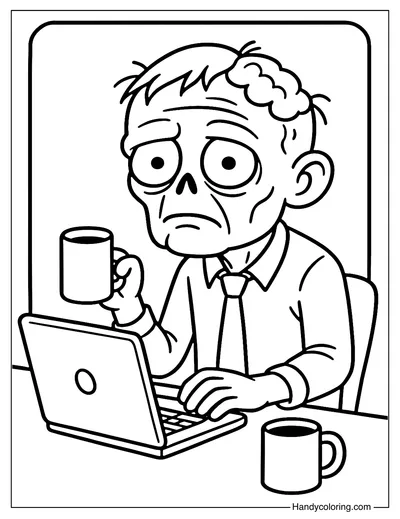 Office Worker Zombie Coloring Page