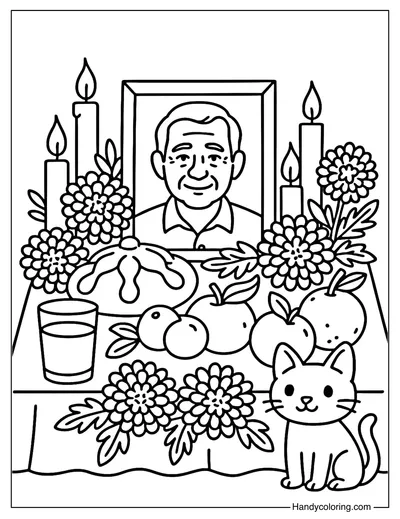 Ofrenda Altar Scene Coloring Page