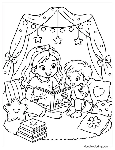 Older Sister Reading to Little Brother