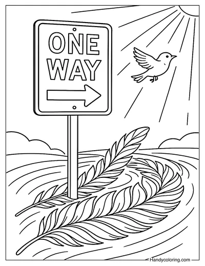One Way Feather Lane Coloring Page
