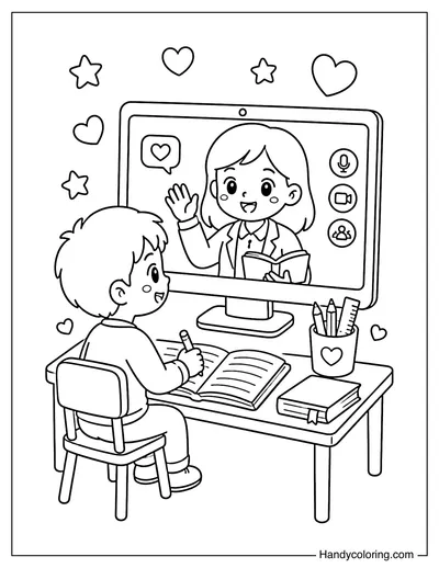 Online Teacher Teaching on a Computer Screen