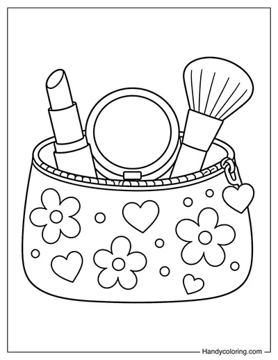 Open Makeup Bag with Beauty Items