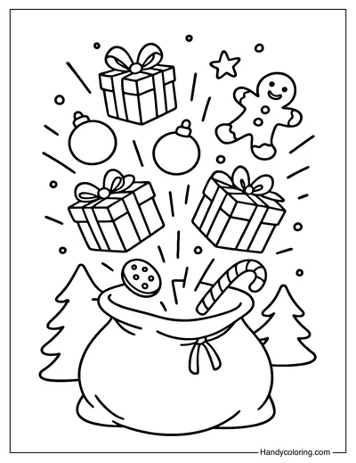 Open Santa Sack Coloring Page