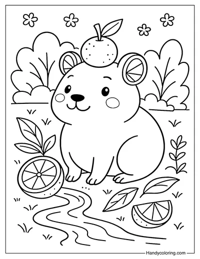 Orange Capybara Coloring Page
