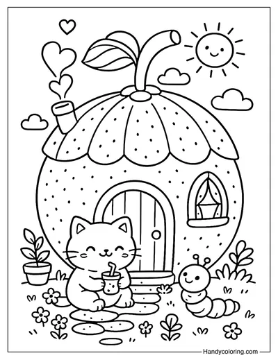 Orange House Coloring Page