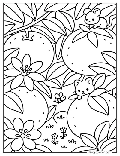 Orange Orchard Coloring Page