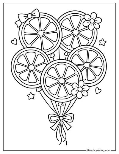 Orange Slice Balloons Coloring Page