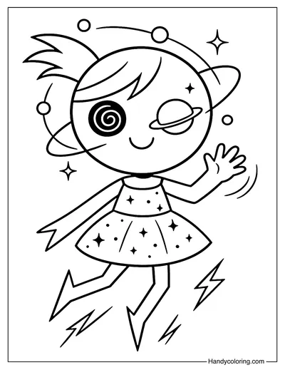 Orbit Planet Doll Coloring Page