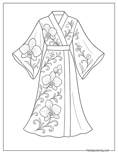 Orchid Petal Kimono Coloring Page