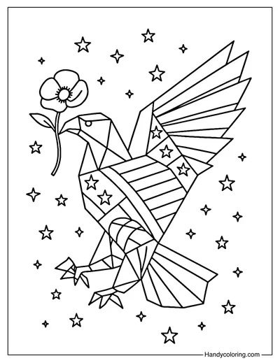Origami Eagle Coloring Page