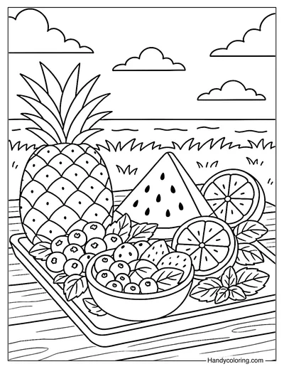 Outdoor Fruit Platter Coloring Page