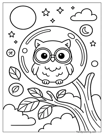 Owl Bubble Coloring Page