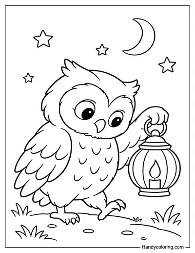 Owl Carrying a Lantern Through the Night