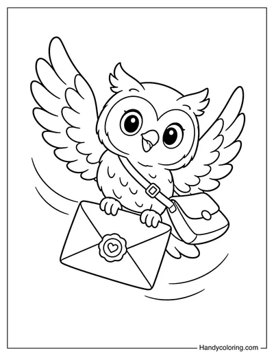Owl Delivering a Letter in Flight