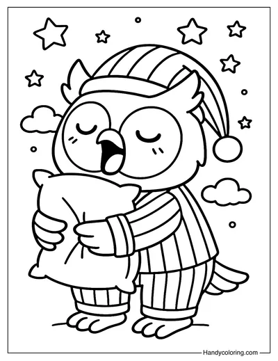 Owl in Pajamas Coloring Page