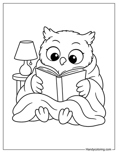 Owl Reading a Book Under a Cozy Blanket