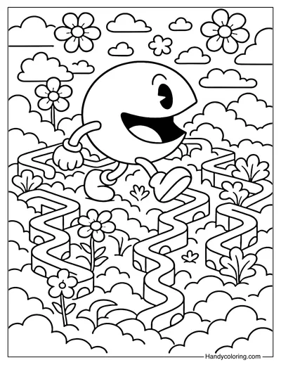 Pac Man Garden Dream Coloring Page
