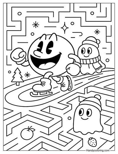 Pac Man Skate Maze Coloring Page