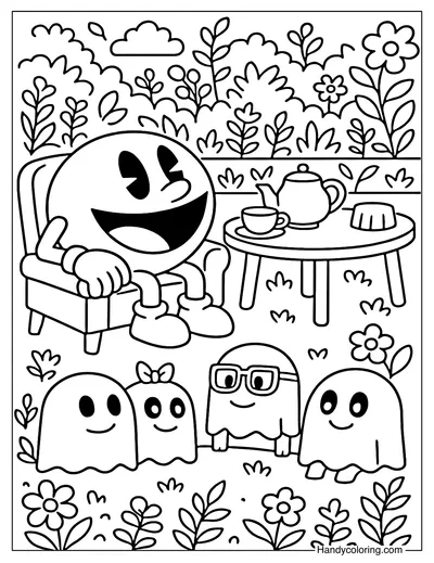 Pac Man Tea Break Coloring Page