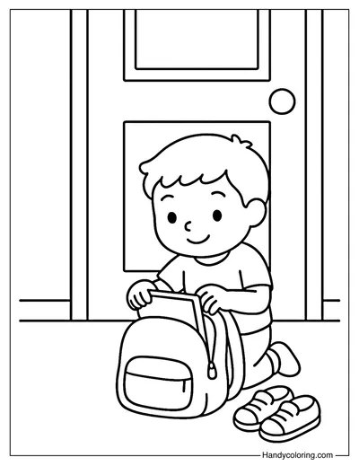 Packing Backpack Coloring Page