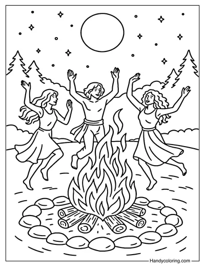 Pagan Festival Fire Coloring Page